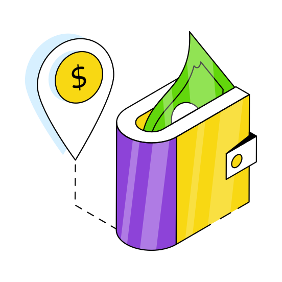 Wallet, Billfold, Notecase, Pouchette, Money Case, illustration