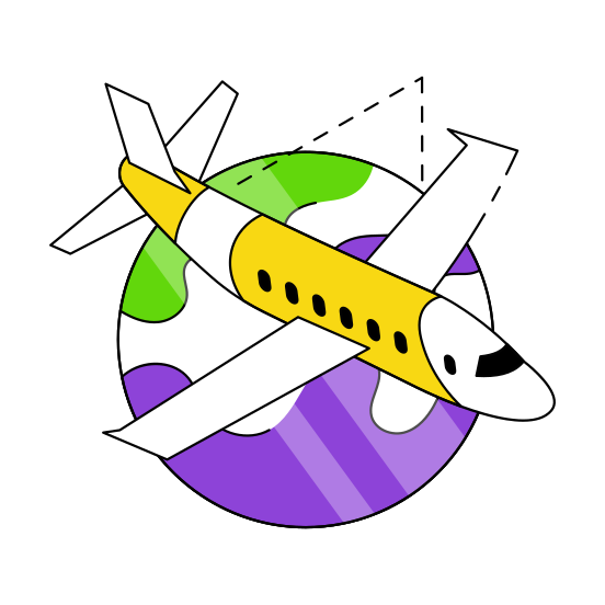 World Tour, World Travel, Travel Round The World, Global Travel, Global Flight  illustration