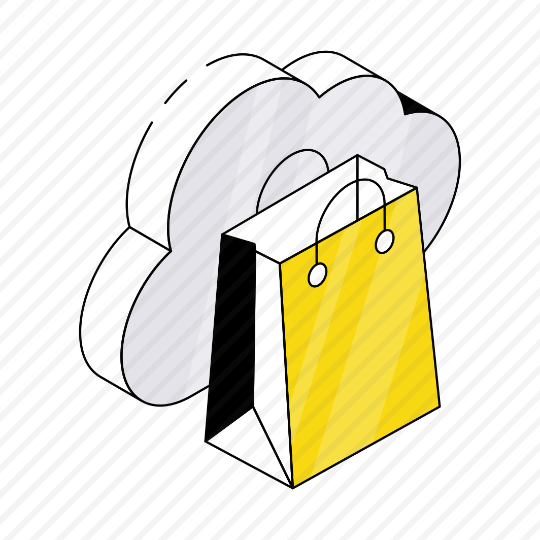 Cloud Shopping, Cloud Purchase, Cloud Commerce, Cloud Technology, Shopping Bag  preview