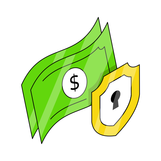 Financial Security, Financial Protection, Secure Finance, Dollar Security, Dollar Protection  illustration