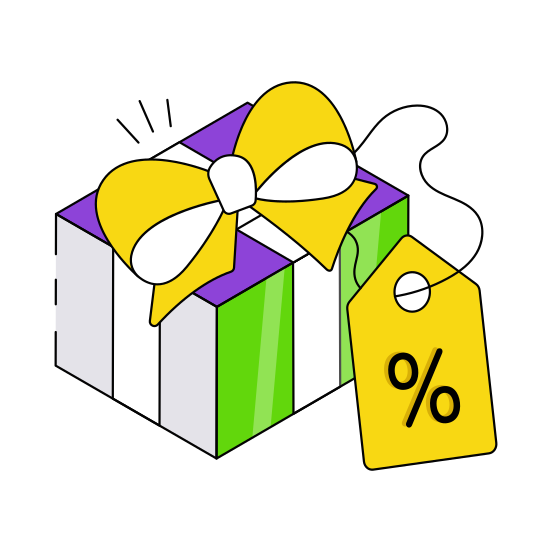 Gift Discount, Carton, Wrapped Package, Present, Surprise,  illustration