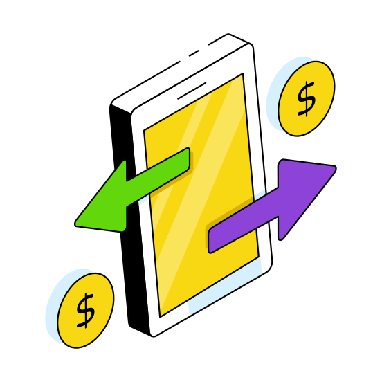 Mobile Money Transfer, Online Money, Online Cash, Online Banking, Ebanking  illustration