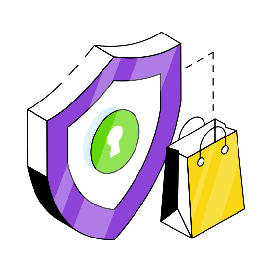 Secure Shopping, Shopping Security, Jute, Buy, Purchase,  illustration