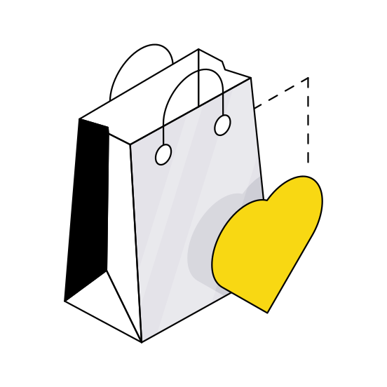 Shopping Love, Tote, Jute, Buy, Purchase,  illustration