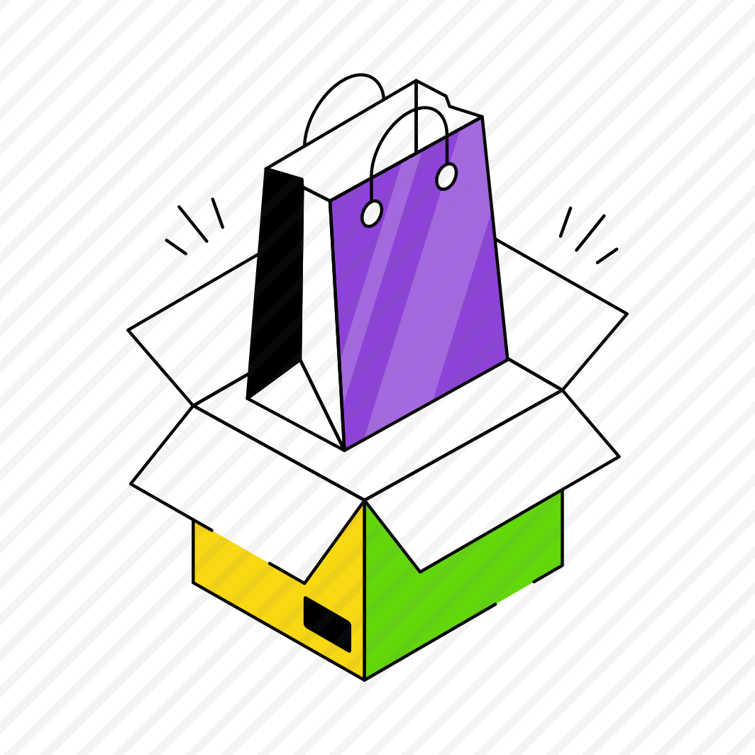 Shopping Parcel, Shopping Package, Shopping Carton, Shopping Box, Shopping Bag preview