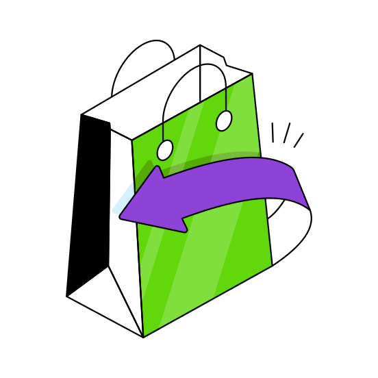 Shopping Return, Commerce, Order Return, Shopping Reback, Shopping Refund illustration