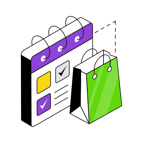 Shopping Schedule, Purchase Schedule, Shopping Plan, Almanac, Calendar,  illustration