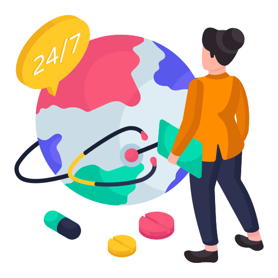 Global Checkup, Global Healthcare, Worldwide Checkup, Worldwide Healthcare, International Medication  illustration