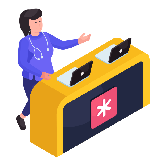 Hospital Reception, Reception Desk, Info Table, Info Desk, Front Desk illustration
