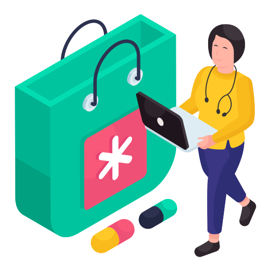 Medical Shopping, Handbag, Tote, Jute, Commerce, illustration