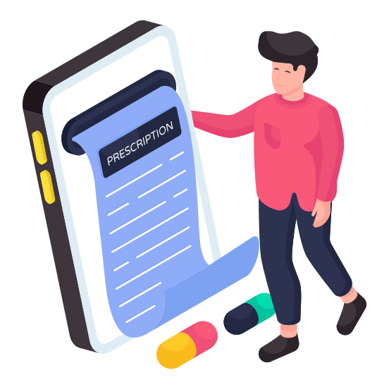 Mobile Prescription, Medical Report, Mobile Rx, Medical Instruction, Medical Recommendation illustration