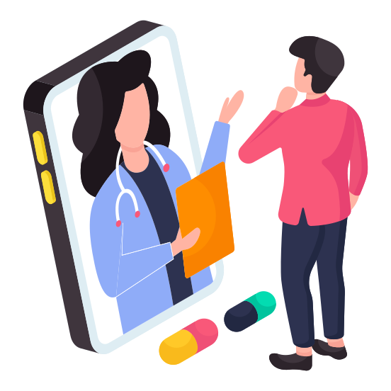 Online Doctor Consultation, Online Physician, Online Surgeon, Online Medical Consultant, Edoctor illustration