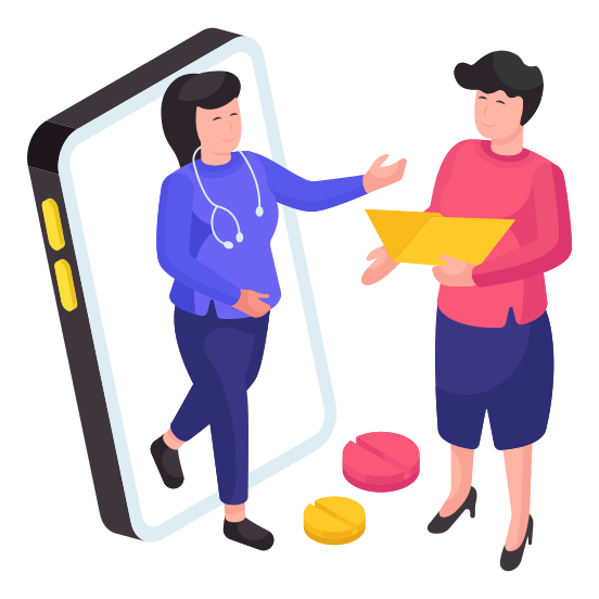 Online Doctor Discussion, Online Physician, Online Surgeon, Online Medical Consultant, Edoctor illustration