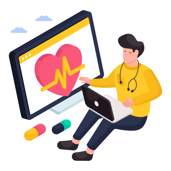 Online Ecg, Electrocardiogram, Cardiology, Online Healthcare, Online Medication illustration