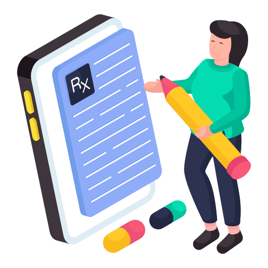 Prescription, Medical Report, Mobile Rx, Medical Instruction, Medical Recommendation illustration