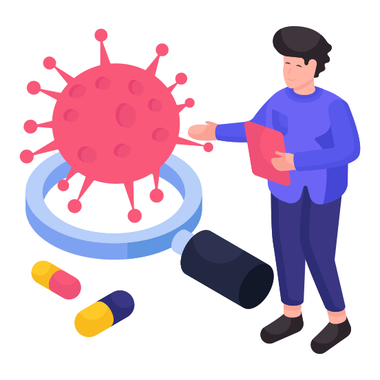Search Covid, Corona, Coronavirus, Microorganism, Virus illustration