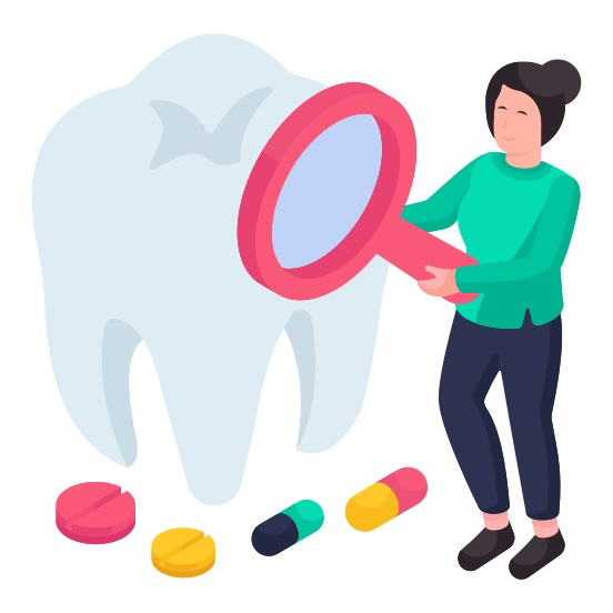 Search Tooth, Find Tooth, Tooth Analysis, Dental Research, Dental Analysis,  illustration