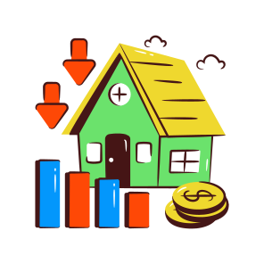 Property Value Down, Home Value, House Value, Estate Value, House Price Decline icon