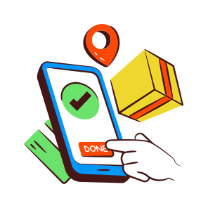 Order Selected, Order Confirmed, Order Done, Online Parcel, Mobile Parcel, icon