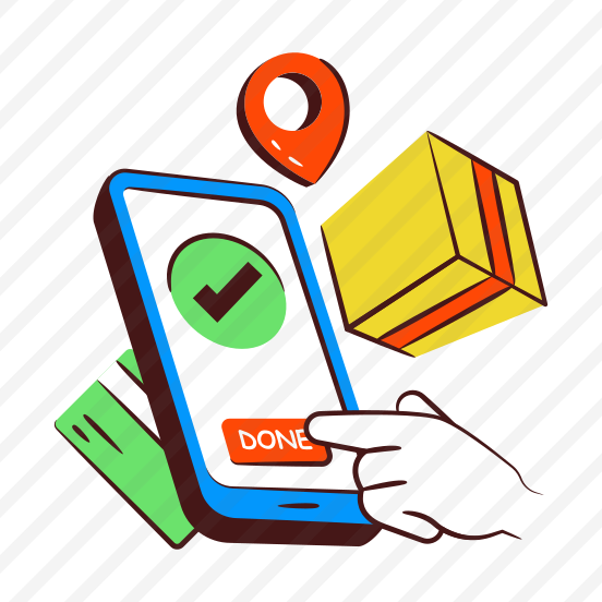 Order Selected, Order Confirmed, Order Done, Online Parcel, Mobile Parcel, preview