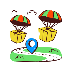 Parachute Delivery, Air Delivery, Parachute Package, Parachute Parcel, Logistic Delivery icon