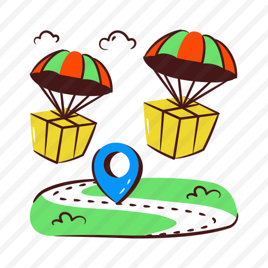 Parachute Delivery, Air Delivery, Parachute Package, Parachute Parcel, Logistic Delivery preview