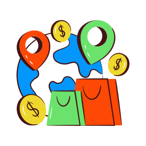 Global Shopping, Worldwide Shopping, Global Purchase, Commerce, Shopping Bag, icon