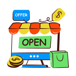 Online Shop Open, Online Store, Eshop, Estore, Ecommerce icon