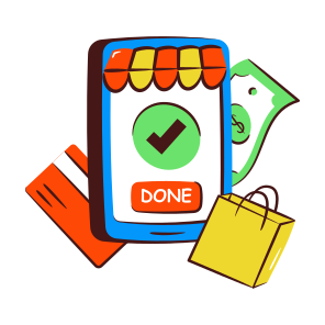 Order Selected, Order Confirmed, Order Done, Online Shopping, Mobile Shopping, icon