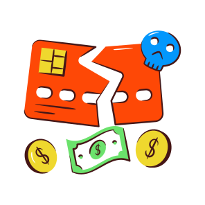 Broken Card, Card Hacking, Cybercrime, Cyber Attack, Card Breach icon