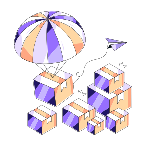 Parachute Delivery, Drop Shipping, Parachute Package, Parachute Parcel, Logistic Delivery icon