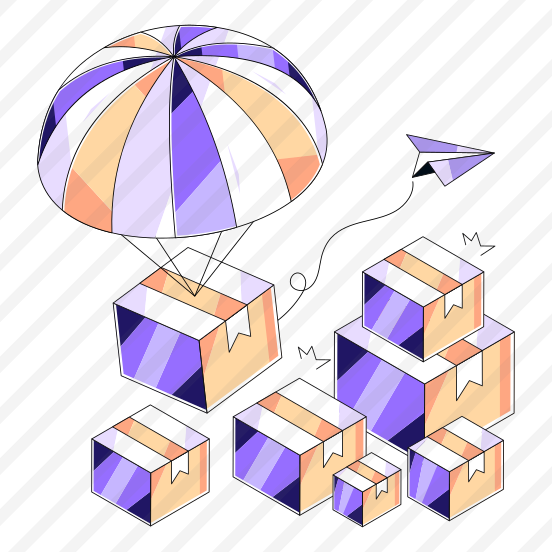 Parachute Delivery, Drop Shipping, Parachute Package, Parachute Parcel, Logistic Delivery preview