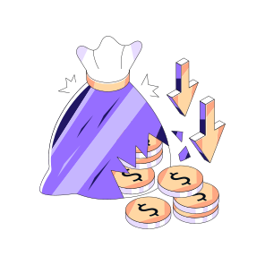 Financial Loss, Money Value Down, Profit Loss, Investment Loss, Dollar Value Down icon