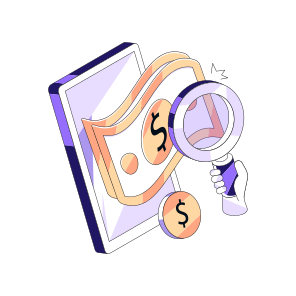 Search Money Online, Financial Research, Money Analysis, Financial Exploration, Search Profit icon