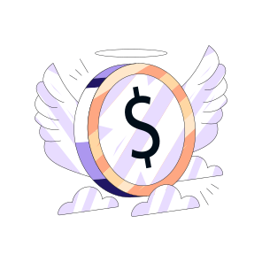 Wasting Money, Spending Money, Angel Investor, Flying Dollar, Financial Freedom icon