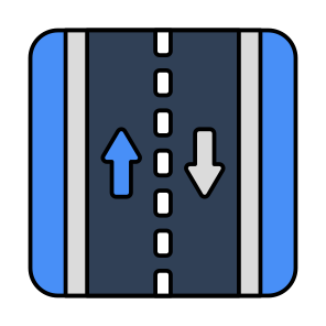 Two Way Road, Roadway, Highway, Pathway, Passageway icon