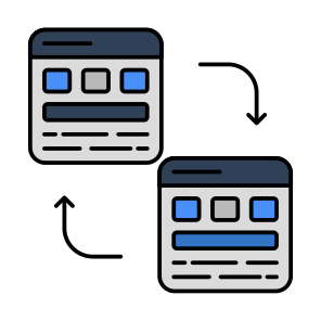 Website Transfer, Webpage Transfer, Web Transfer, Website Exchange, Webpage Exchange icon