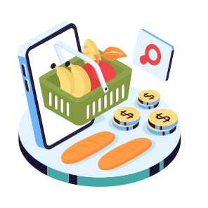 Fruits Basket, Fruits Bucket, Healthy Fruits, Buy Fruits Online, Ecommerce icon
