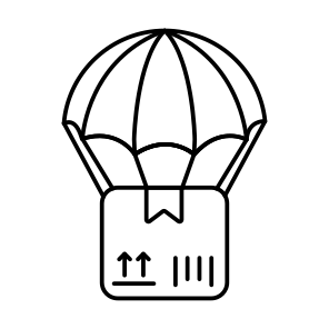 Parachute Delivery, Air Delivery, Parachute Package, Parachute Parcel, Logistic Delivery icon
