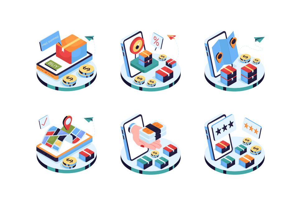 Delivery and logistics isometric illustrations Large Set Preview
