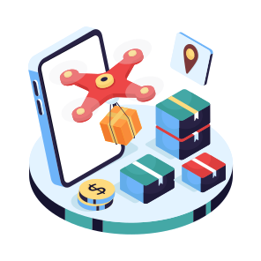 Drone Delivery, Logistic Delivery, Quadcopter Delivery, Drone Package, Drone Parcel icon