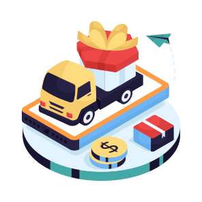 Present Delivery Truck, Gift Delivery Truck, Present Delivery Van, Vehicle, Ecommerce icon