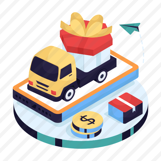 Present Delivery Truck, Gift Delivery Truck, Present Delivery Van, Vehicle, Ecommerce preview