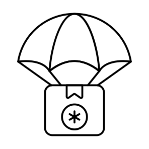 Parachute Delivery, Air Delivery, Parachute Package, Parachute Parcel, Logistic Delivery icon