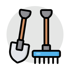 Gardening Tools, Gardening Rake, Digging Tools, Digging Equipment, Construction Tools, (2) icon