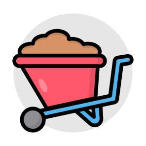 Mulch, Dirt Carrier, Wheelbarrow, Pushcart, Handcart, icon