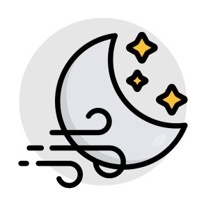 Windy Night, Nighttime, Weather Forecast, Overcast, Meteorology icon