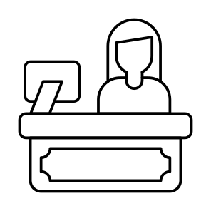 Receptionist, Reception Desk, Info Table, Info Desk, Front Desk icon