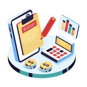 Budget Writing, Budge Report, Budget Calculation, Budget Analytics, Infographic icon
