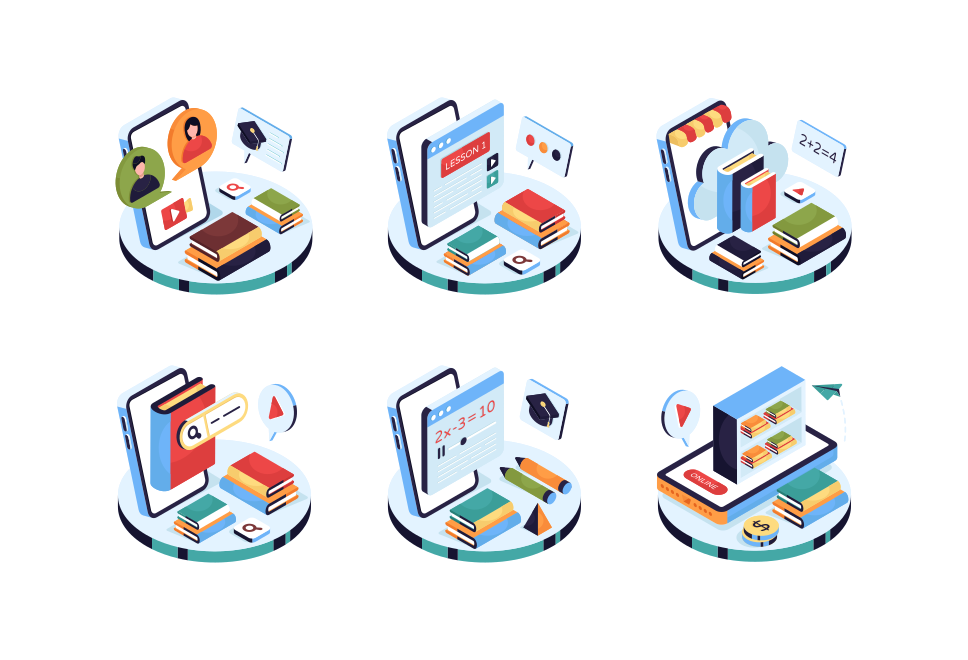 Online education and back to school isometric illustrations Large Set Preview